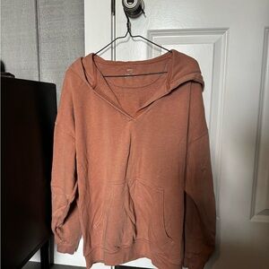 Aerie V-Neck Sweater in Warm Rust/Coral